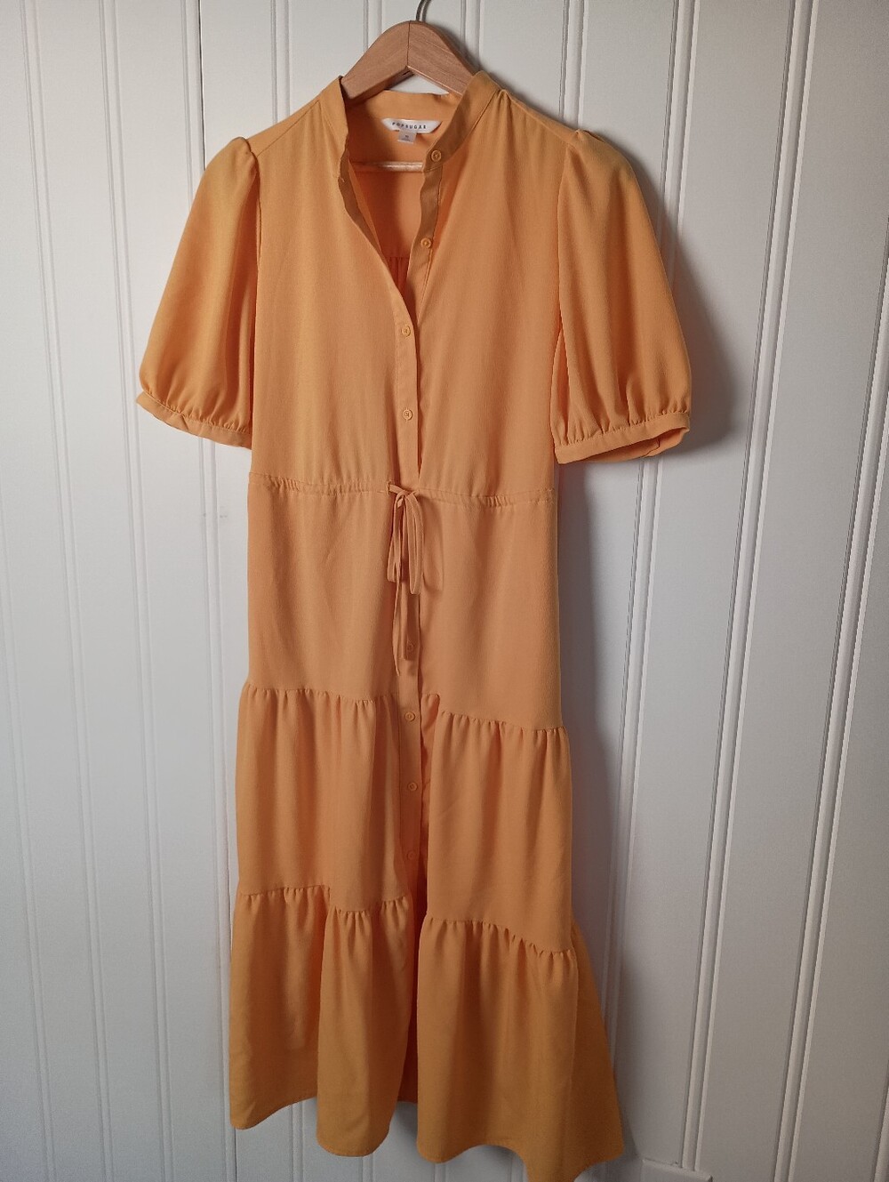 Popsugar- Tiered Button-Front Maxi Dress in Warm Yellow- Size S/M